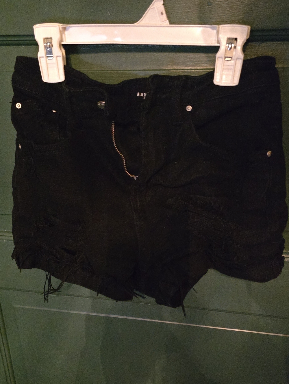 Almost Famous Black Distressed High-Waist Jean Shorts